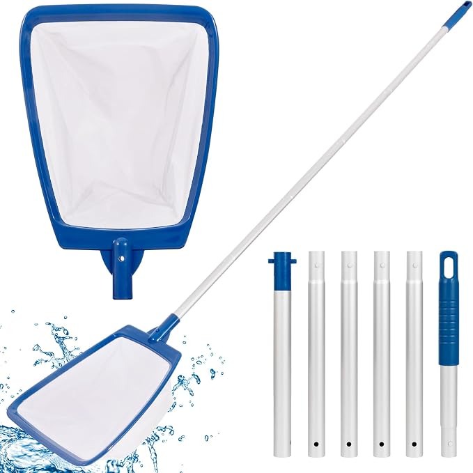POOLAZA Pool Skimmer Net with 68" Aluminum Pole, Ultra Fine Mesh